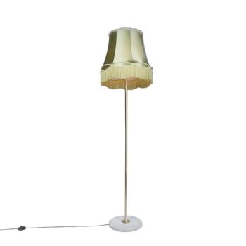 Retro állólámpa sárgarézzel és zöld Granny búrával 45 cm - Kaso kép