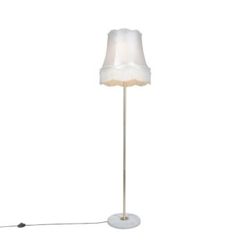 Retro állólámpa sárgarézzel, Granny búrával krémszínű 45 cm - Kaso kép