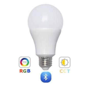 RGB-CCT LED lámpa , égő ,  E27 foglalat , 9 Watt , dimmelhető , színes , állítható fehér színárnyalat , Bluetooth , LEDISSIMO SMART kép