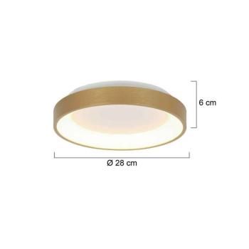 Ringlede LED mennyezeti lámpa, arany, magasság 6 cm, Ø 28 cm kép