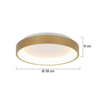 Ringlede LED mennyezeti lámpa, arany, magasság 6 cm, Ø 38 cm kép