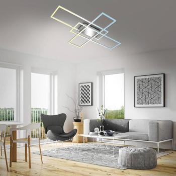 Roami LED mennyezeti lámpa, 104x71 cm, alumínium-króm, CCT kép