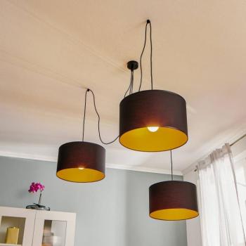 Roto 3 függő lámpa, fekete, belső burák arany színűek kép