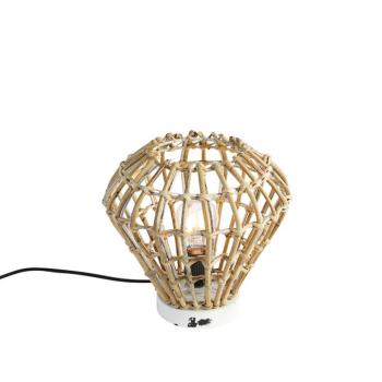 Rusztikus asztali lámpa bambusz fehérrel - Canna Diamond kép