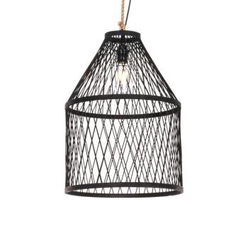Rusztikus kültéri függőlámpa fekete rattannal 40x55 cm - Calamus kép