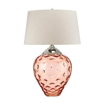 Samara asztali lámpa, Ø 51 cm, lazac, szövet, üveg, 2-lámpás kép