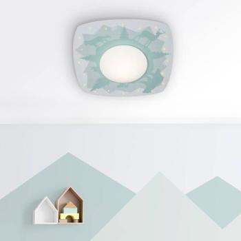 Scandi erdei LED mennyezeti lámpa, 58 cm, zöld, MDF fa kép