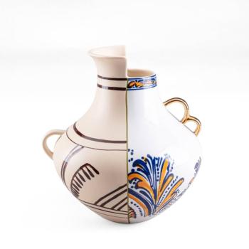 SELETTI Váza Hybrid Nazca, fehér / színes, Ø 22,5 cm, porcelán kép