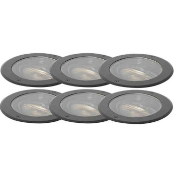 Set van 6 dimbare buiten grondspots zwart IP65 incl LED - Delux Honey kép