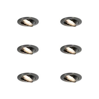 Set van 6 moderne inbouwspots gunmetal GU10 50mm rond kantelbaar - Edu kép