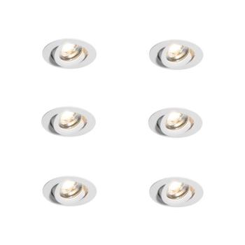 Set van 6 moderne inbouwspots wit 8,2cm incl. LED IP54 ultra slim - Pupil kép
