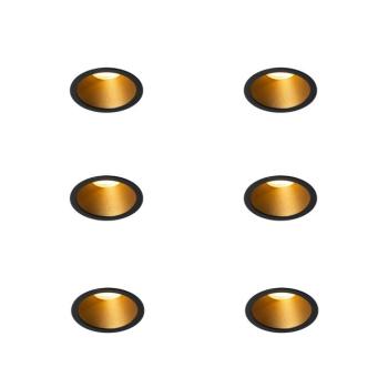 Set van 6 moderne inbouwspots zwart met goud GU10 35mm IP44 - Dept kép