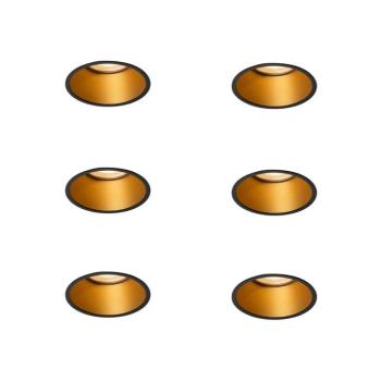 Set van 6 moderne inbouwspots zwart met goud GU10 50mm IP44 - Dept kép