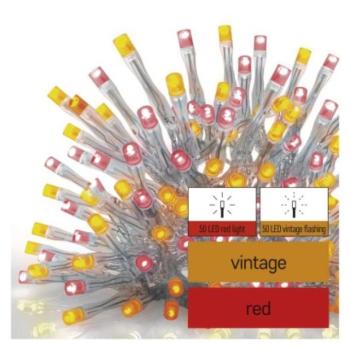 Standard LED sorolható füzér, pulzáló – jégcsapok, 2,5 m, kültéri, piros/vintage kép