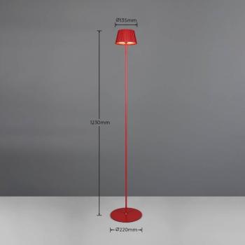 Suarez LED-es újratölthető állólámpa, piros, magasság 123 cm, fém kép