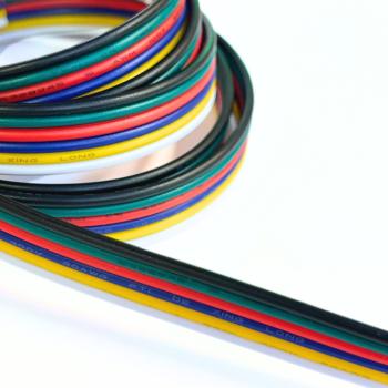 Színes vezeték , RGB-CCT LED szalaghoz , 6 eres (fekete/fehér/kék/piros/zöld/sárga) kép