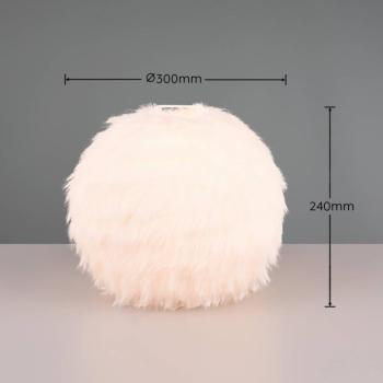 Szőrös asztali lámpa, 24 cm magas, homokszínű, szintetikus plüssből készült kép