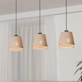 Tabley függőlámpa, fekete/természetes színű, 89 cm, szövet, 3-lámpás. kép
