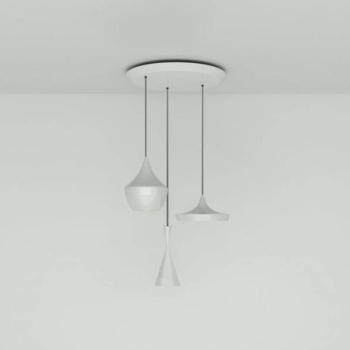 Tom Dixon Beat Trio kerek lógó lámpa 3-izzós fehér kép