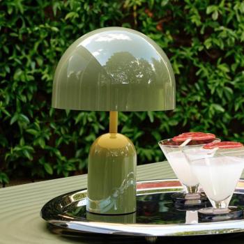 Tom Dixon Bell hordozható, újratölthető LED-es asztali lámpa, mohazöld, 28 cm kép