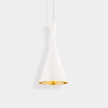 Tom Dixon LED lógó lámpa Beat Tall, fehér, Ø 19 cm, sárgaréz kép