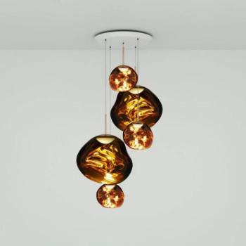 Tom Dixon lógó lámpa Melt Large Round, Ø 95 cm, borostyán arany kép