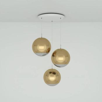 Tom Dixon Mirror Ball 40 cm kerek 3-izzós arany kép