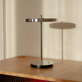UMAGE LED-es újratölthető asztali lámpa Asteria Move, polírozott acél, 31 cm kép