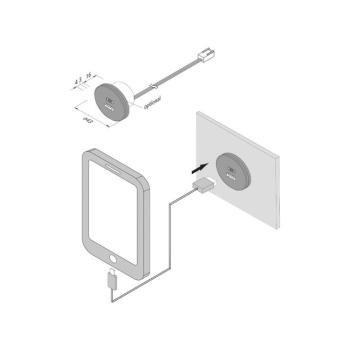 USB-A aljzat + USB-C, fekete bútorszerelés 24V bemenet 20W kép