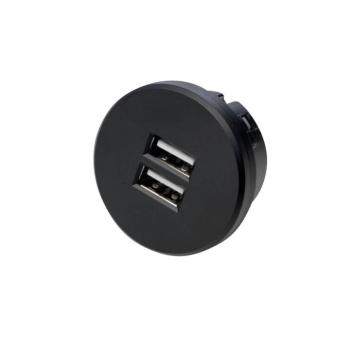 USB kettős aljzat, kerek, fekete kép