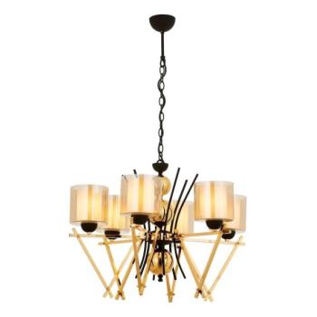  VARANA láncra akasztott csillár 6xE27/40W/230V fekete/arany  kép