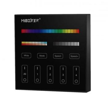 Vezeték nélküli , elemes, fali , érintős , vezérlőpult,  RGB + CCT , 4 zónás , fekete , Miboxer (Mi-Light) , B4-B kép