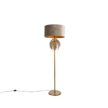 Vintage állólámpa arany 145 cm bézs bársony árnyékolóval 50 cm - Botanica kép