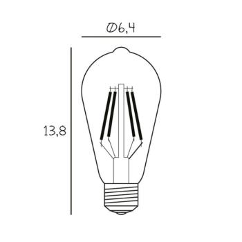 Vintage LED izzó, E27, 3,5 W, 2200 K, világos, fényerőszabályozható, kép