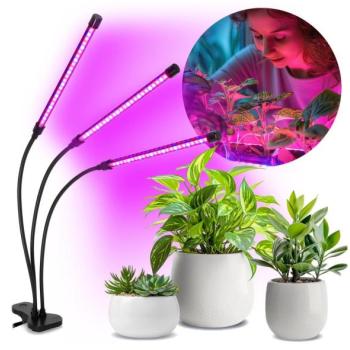 VITARO LED növénynevelő lámpa, állítható, 3x10W, fekete, klipessel  kép