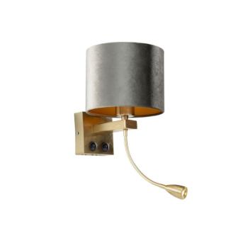 Wandlamp brons met velours kap groen 18cm - Brescia kép
