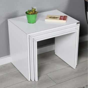 Adore Furniture KÉSZLET 3x Kávésasztal fehér  kép