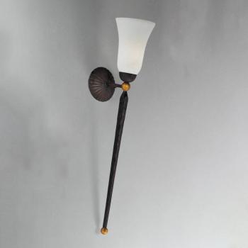 Antico fali lámpa, kerek scavo üveg, kovácsoltvas, magasság 73 cm kép