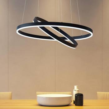 Arcchio LED függőlámpa Albiona, fekete, 2 gyűrűs, Ø 60 cm kép