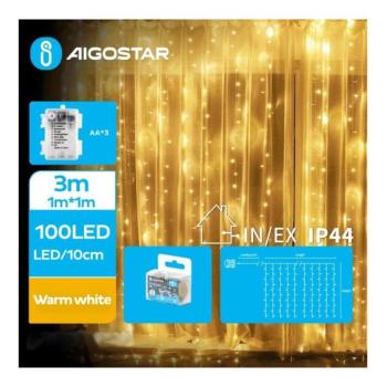  B.V.  kültéri LED karácsonyi fényfüzér 100 LED, 8 funkció, 3xAA, IP44, meleg   kép