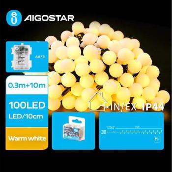  B.V.  kültéri LED lánc 100 LED, 3xAA, 8 funkció, 10,3 m, IP44, meleg fehér  kép