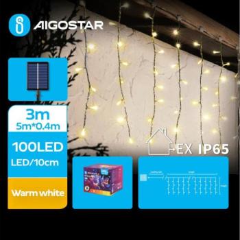  B.V.  LED napelemes karácsonyi fényfüzér 100 LED, 8 funkció, IP65, meleg fehé  kép
