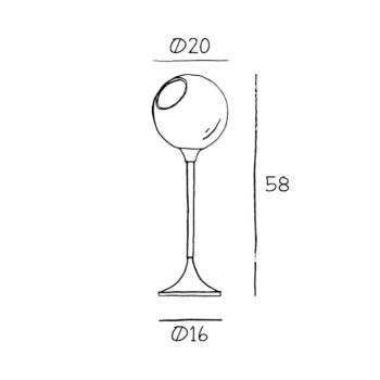 Ballroom asztali lámpa, füstös szürke, üveg, szájjal fújt, dim. kép