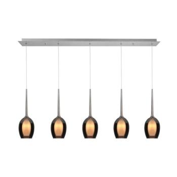 Belle függőlámpa, füstszürke/nikkel, hossza 110 cm 5 lámpás üveg kép
