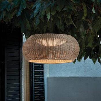 Bover LED kültéri függő lámpa Perris, barna/bézs, Ø 47 cm kép