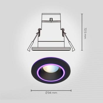Calex Smart Halo süllyesztett lámpa CCT RGB fekete kép