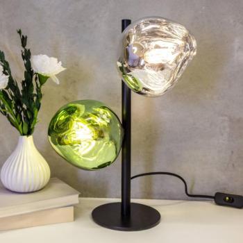 Canopus asztali lámpa zöld/ezüst Magasság 40 cm 2-lámpás üveg E14 kép