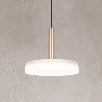 Celeste LED-es függőlámpa, fehér/barna, Ø 22 cm, üveg, fényerőszabályzóval, kép