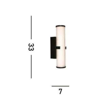 Clamp LED fali lámpa, fekete/fehér acél, üveg, IP44 kép
