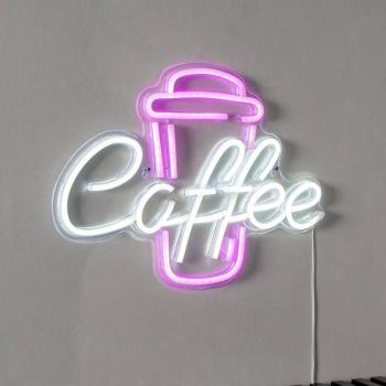 Coffee LED fali lámpa, rózsaszín/fehér, plexi, 40 x 30 cm USB kép